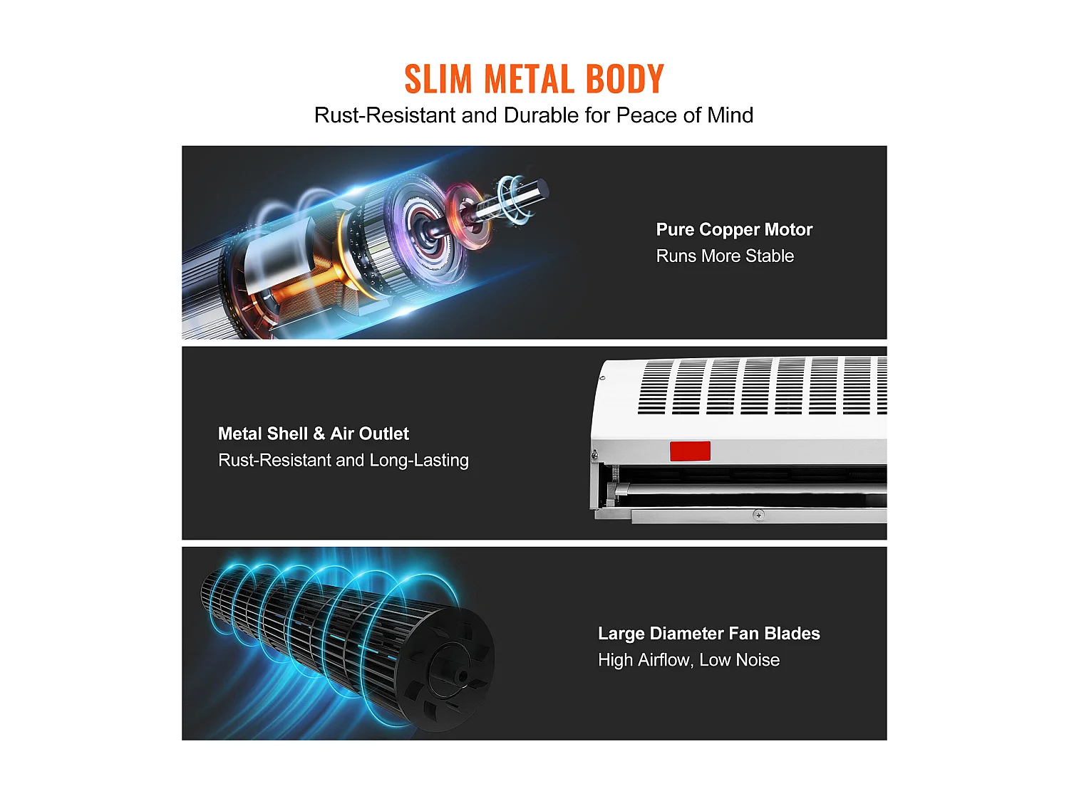 Cortina de Ar Interior Comercial SucceBuy, 1,2 m, 2802 m³/h, 2 Velocidades, Certificação UL