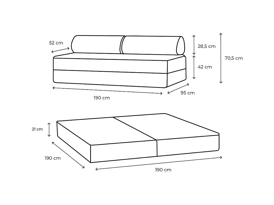 Canapé droit modulable et convertible 3 places - Velours côtelé XL - Blanc
