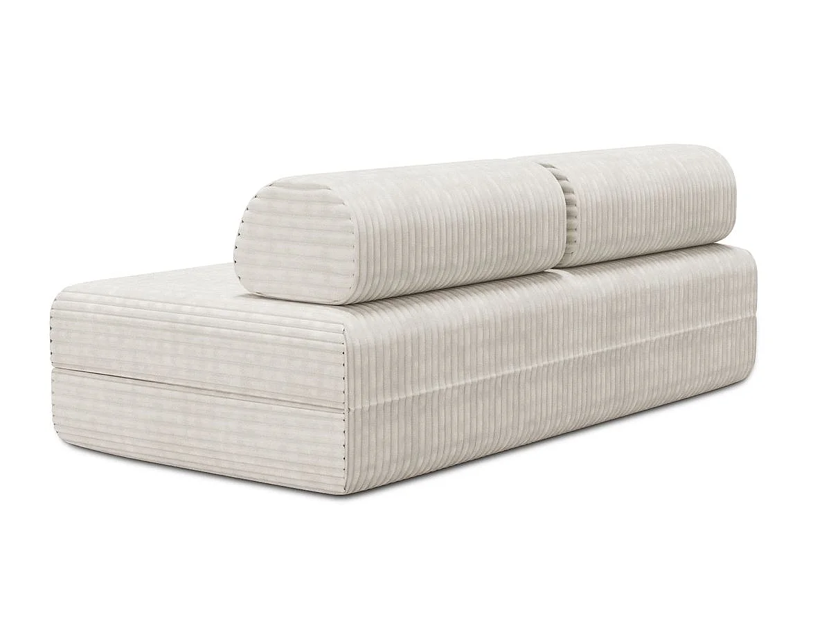 Canapé droit modulable et convertible 3 places - Velours côtelé XL - Blanc