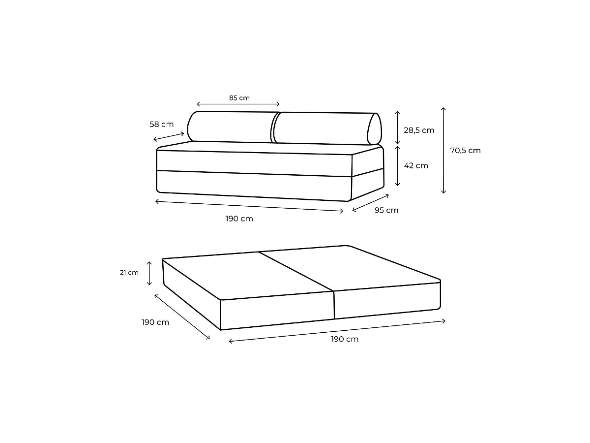 Canapé droit modulable et convertible 3 places - Velours côtelé XL - Blanc