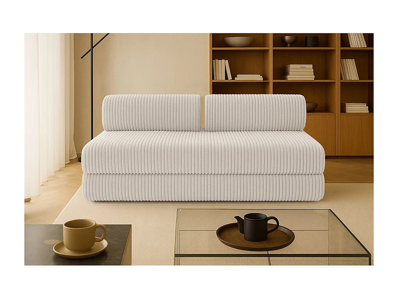 Canapé droit modulable et convertible 3 places - Velours côtelé XL - Blanc