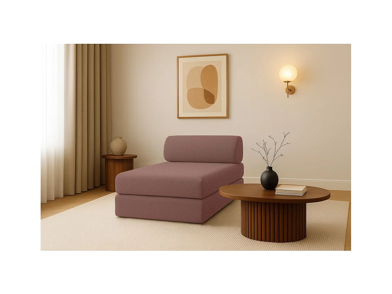 Méridienne modulable et convertible - Tissu lisse - Terracotta