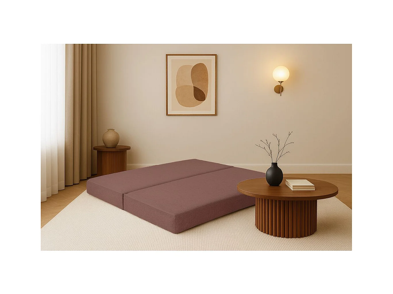 Méridienne modulable et convertible - Tissu lisse - Terracotta