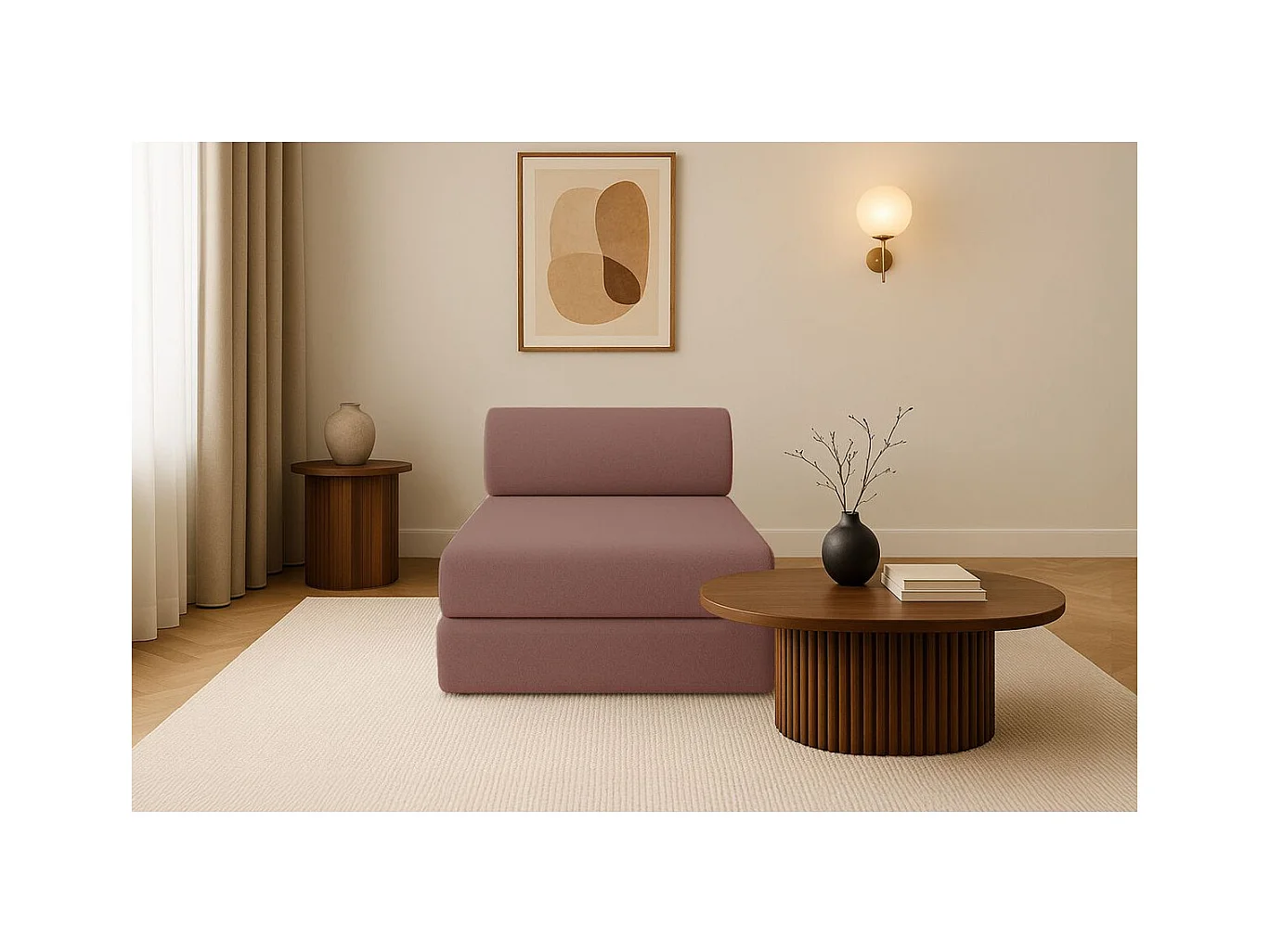 Méridienne modulable et convertible - Tissu lisse - Terracotta