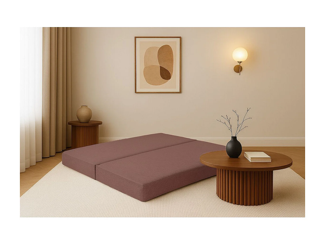 Méridienne modulable et convertible - Tissu lisse - Terracotta