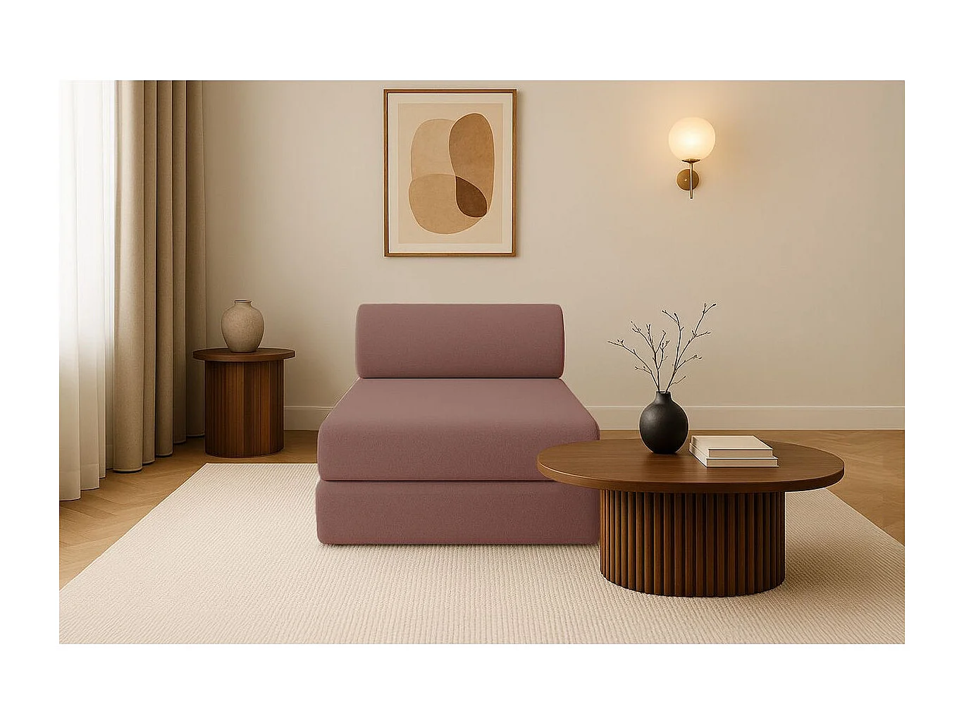 Méridienne modulable et convertible - Tissu lisse - Terracotta