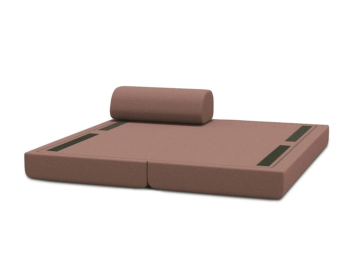 Méridienne modulable et convertible - Tissu lisse - Terracotta