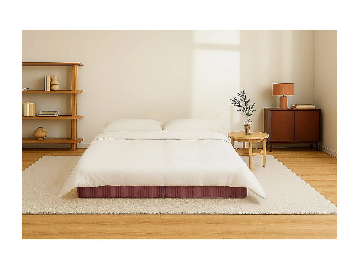 Méridienne modulable et convertible - Velours côtelé - Rouge