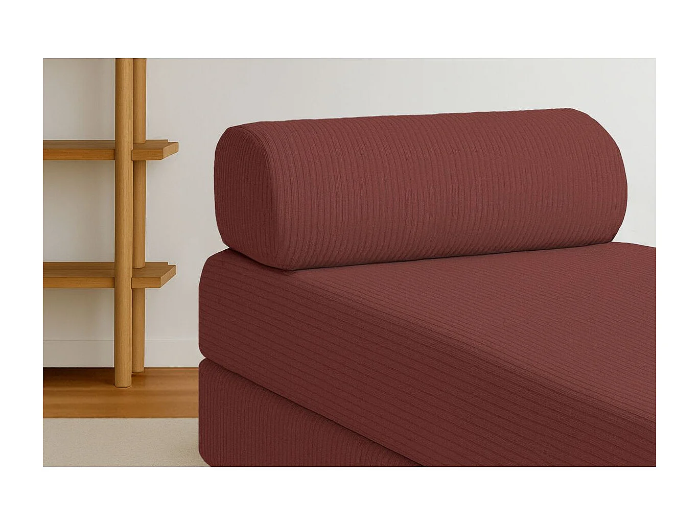 Méridienne modulable et convertible - Velours côtelé - Rouge