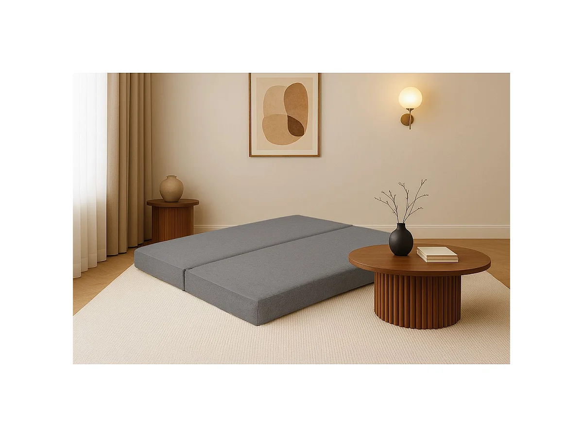 Méridienne modulable et convertible - Tissu lisse - Gris