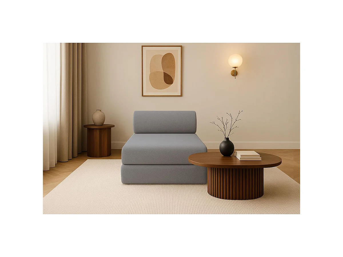 Méridienne modulable et convertible - Tissu lisse - Gris