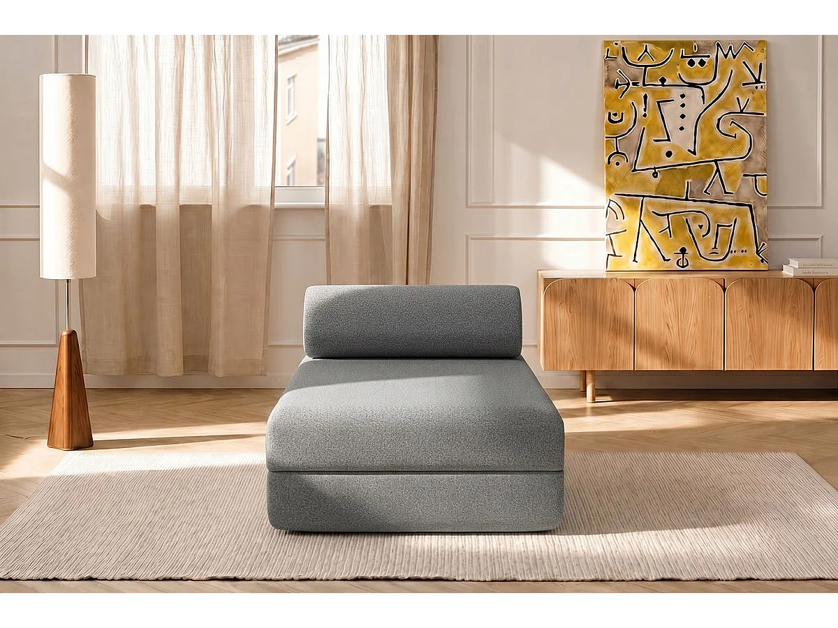 Méridienne modulable et convertible - Tissu lisse - Gris