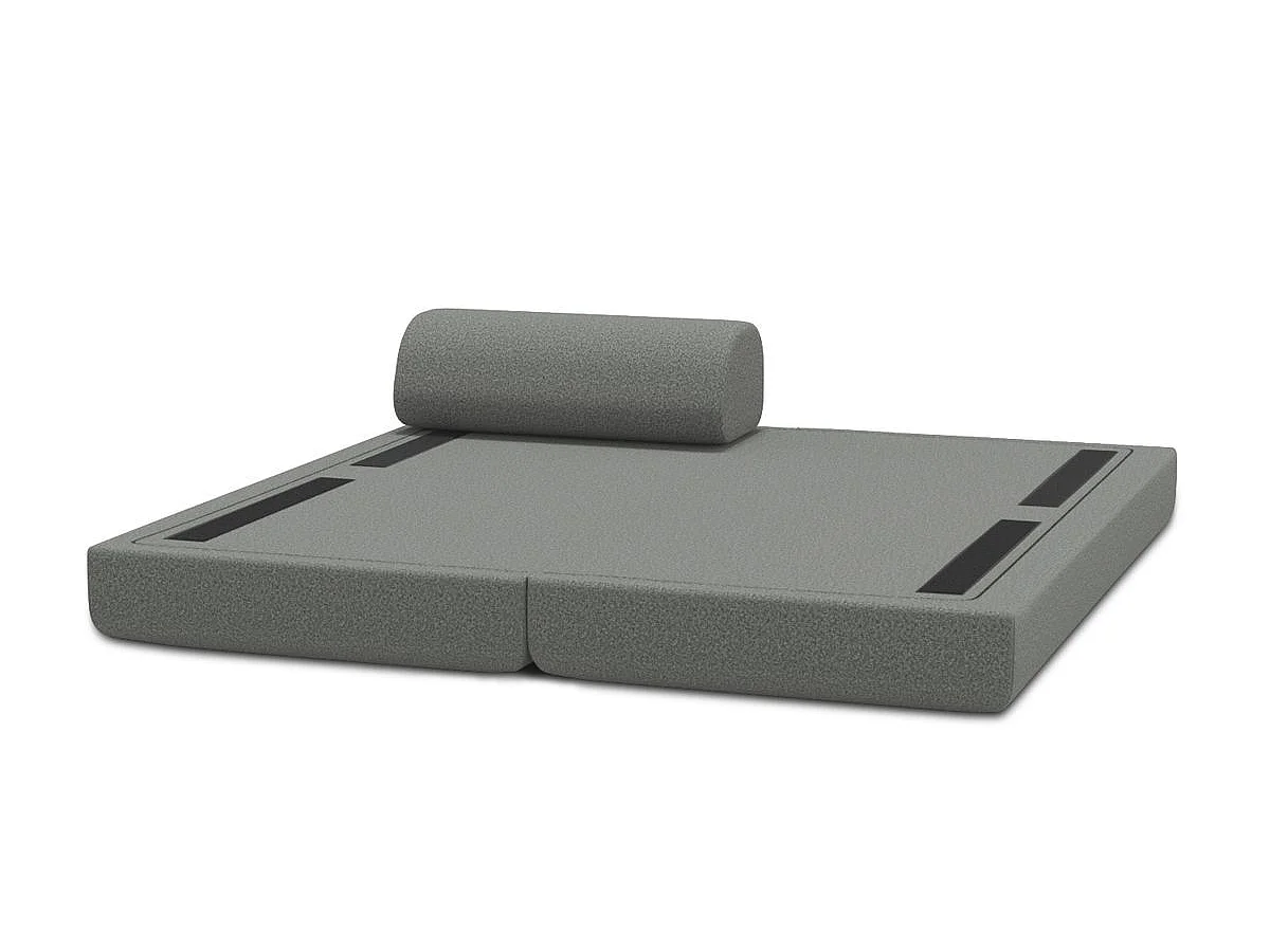 Méridienne modulable et convertible - Tissu lisse - Gris