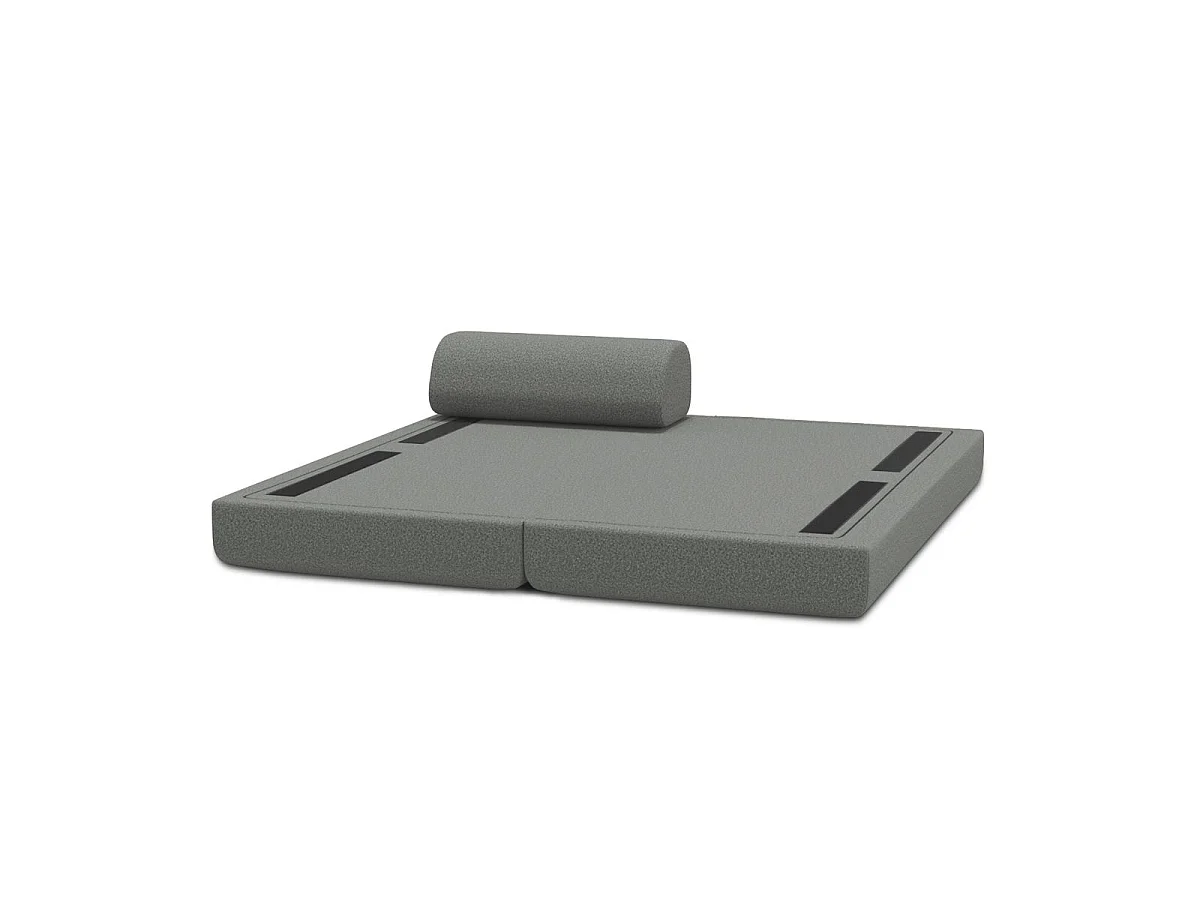 Chaise longue convertible en tejido gris liso.