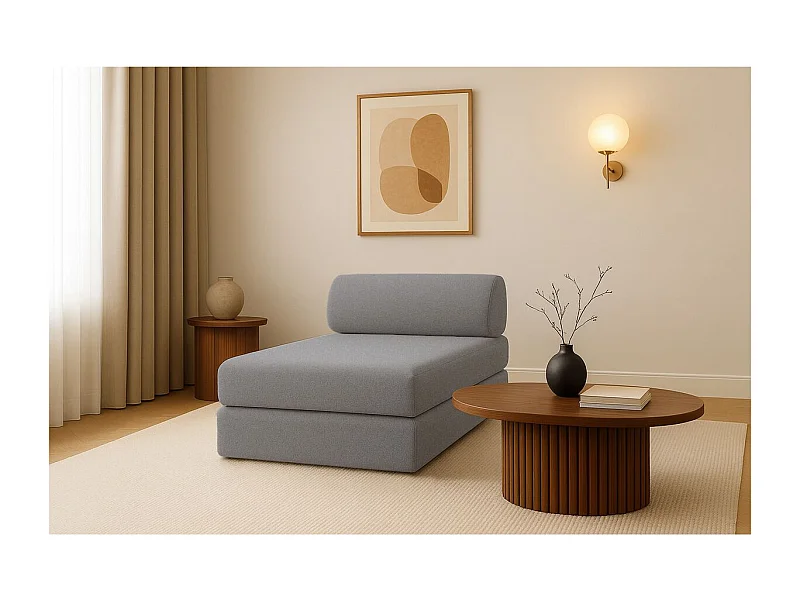 Méridienne modulable et convertible - Tissu lisse - Gris