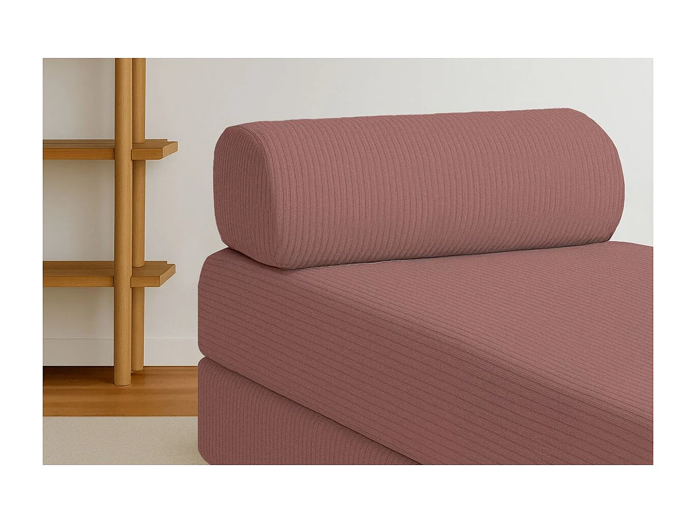 Méridienne modulable et convertible - Velours côtelé - Rose