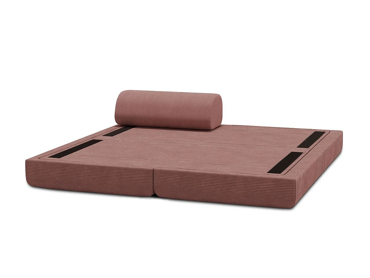 Méridienne modulable et convertible - Velours côtelé - Rose