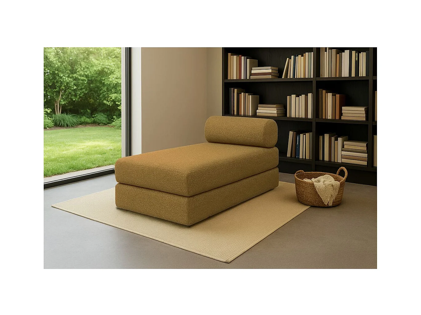 Méridienne modulable et convertible - Tissu tweed - Jaune