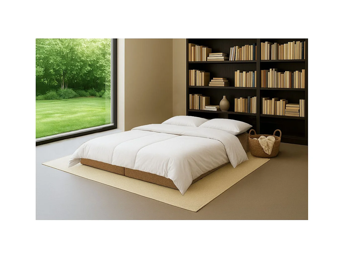 Méridienne modulable et convertible - Tissu tweed - Jaune