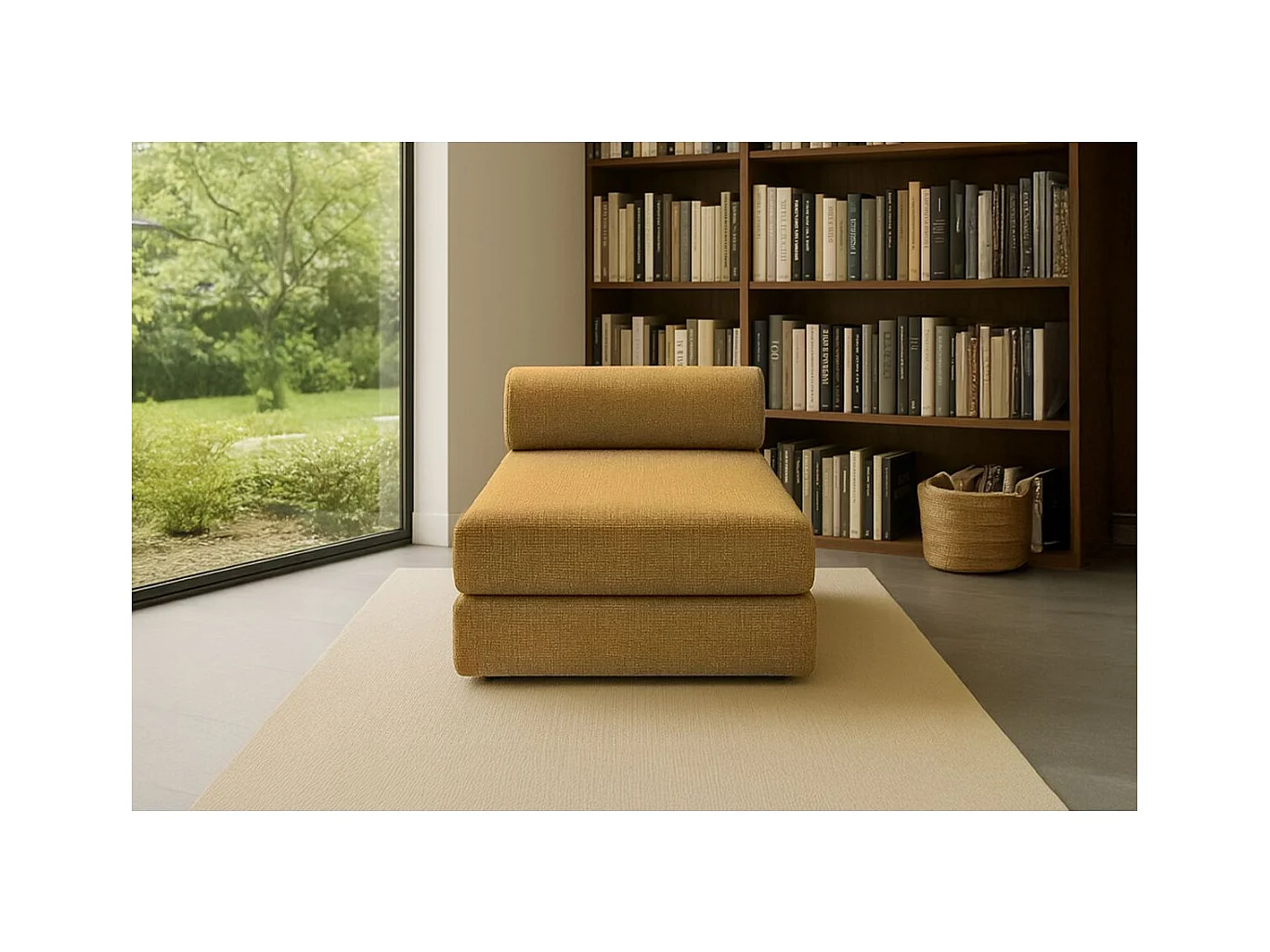 Méridienne modulable et convertible - Tissu tweed - Jaune