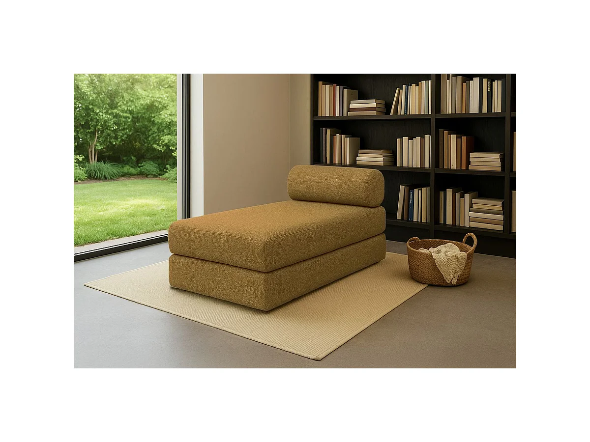 Méridienne modulable et convertible - Tissu tweed - Jaune