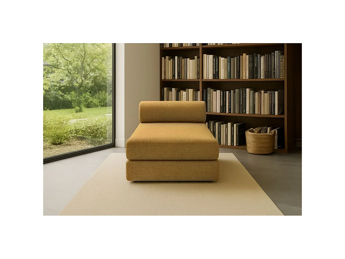 Méridienne modulable et convertible - Tissu tweed - Jaune