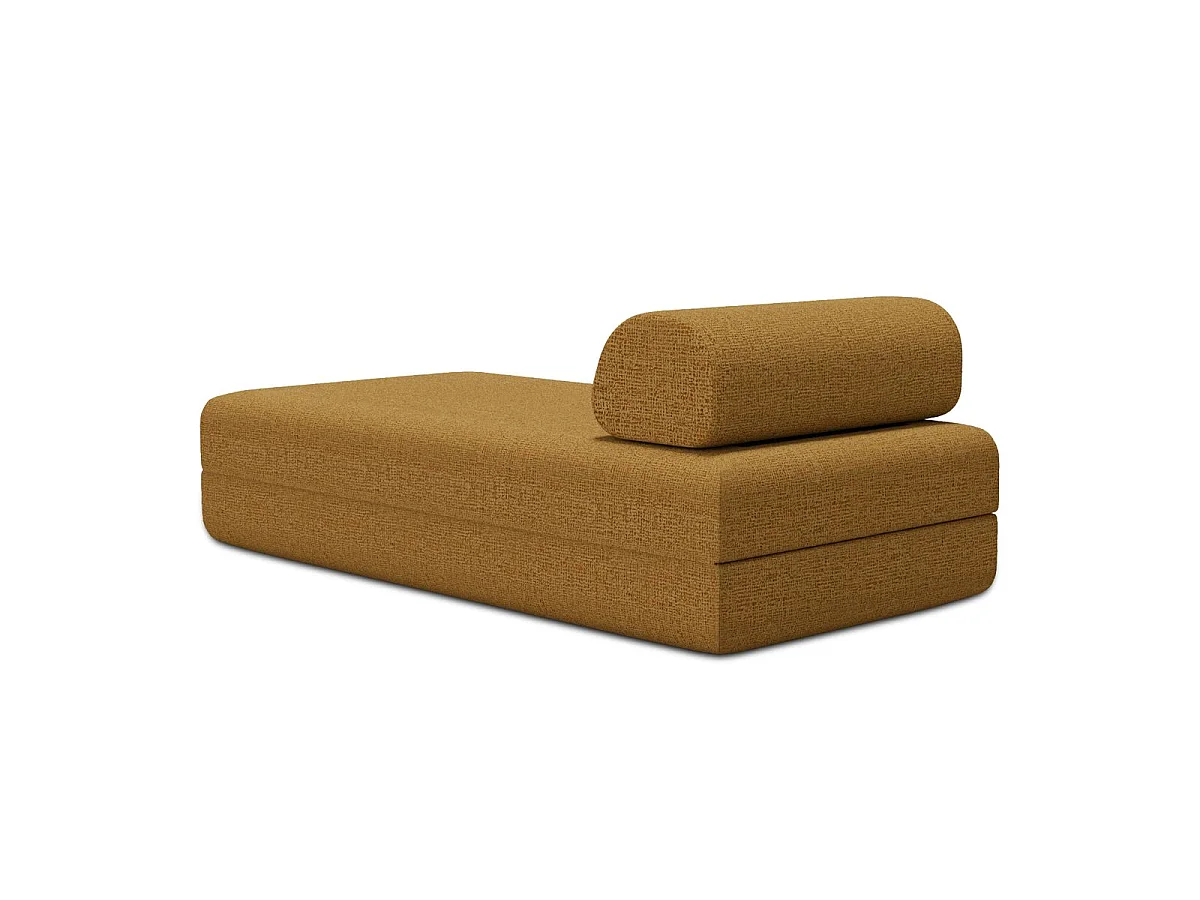 Méridienne modulable et convertible - Tissu tweed - Jaune