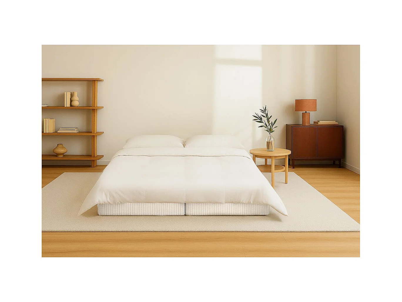 Méridienne modulable et convertible - Velours côtelé - Blanc