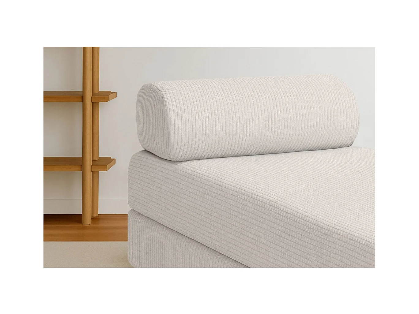 Méridienne modulable et convertible - Velours côtelé - Blanc