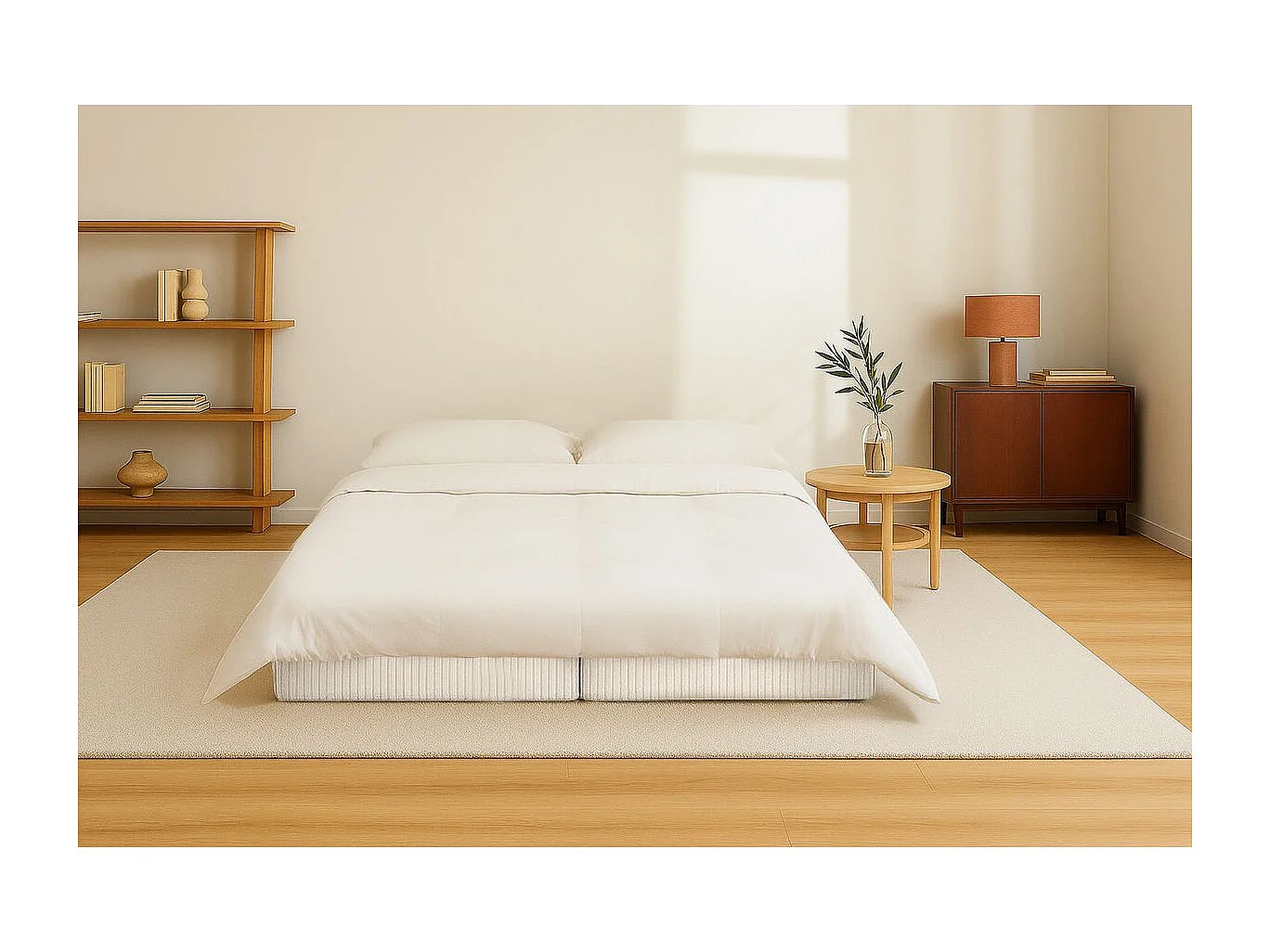 Méridienne modulable et convertible - Velours côtelé - Blanc