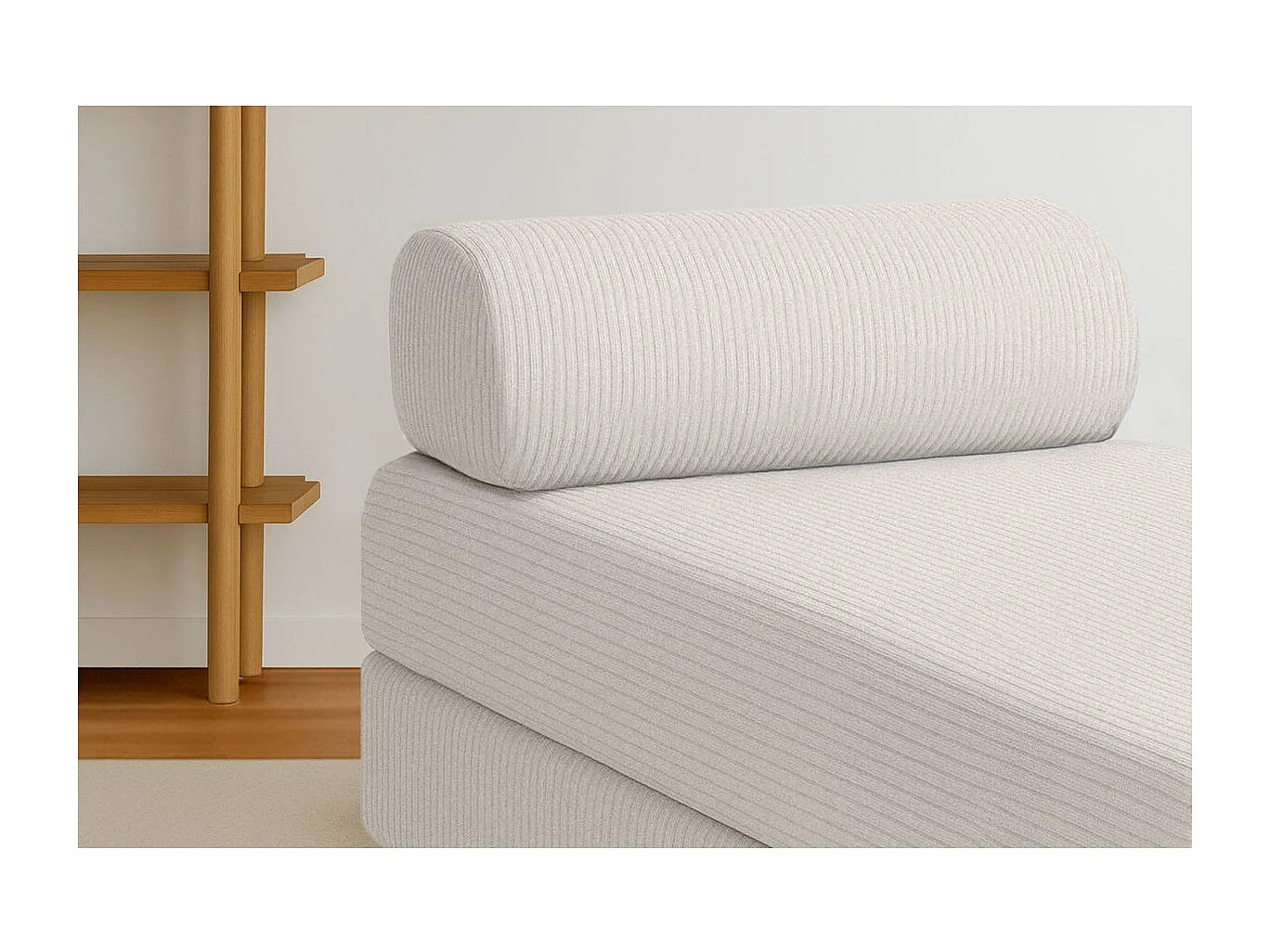 Méridienne modulable et convertible - Velours côtelé - Blanc