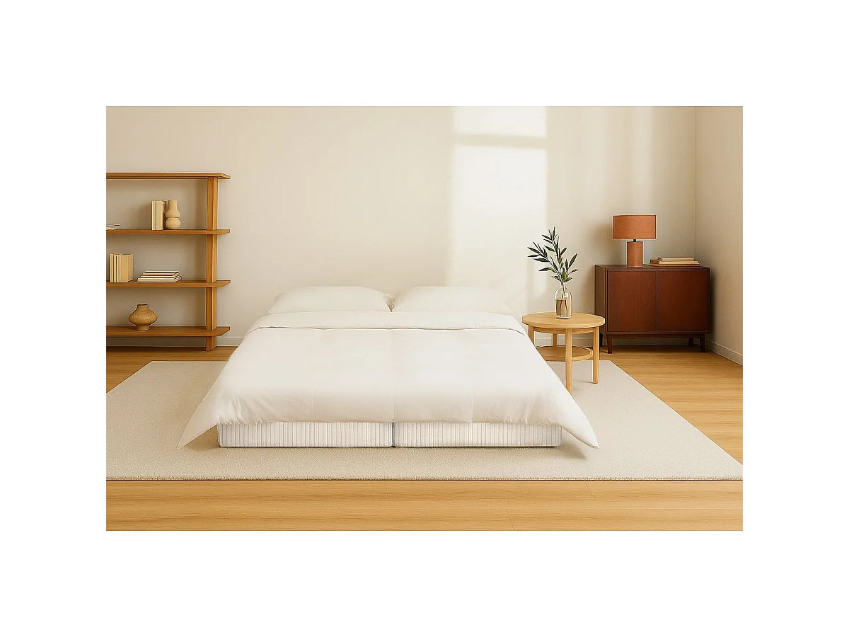 Méridienne modulable et convertible - Velours côtelé - Blanc