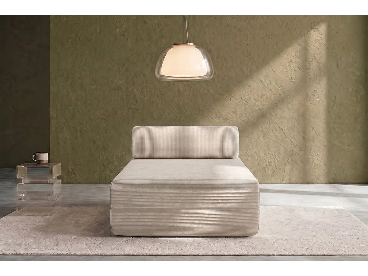 Méridienne modulable et convertible - Velours côtelé - Blanc