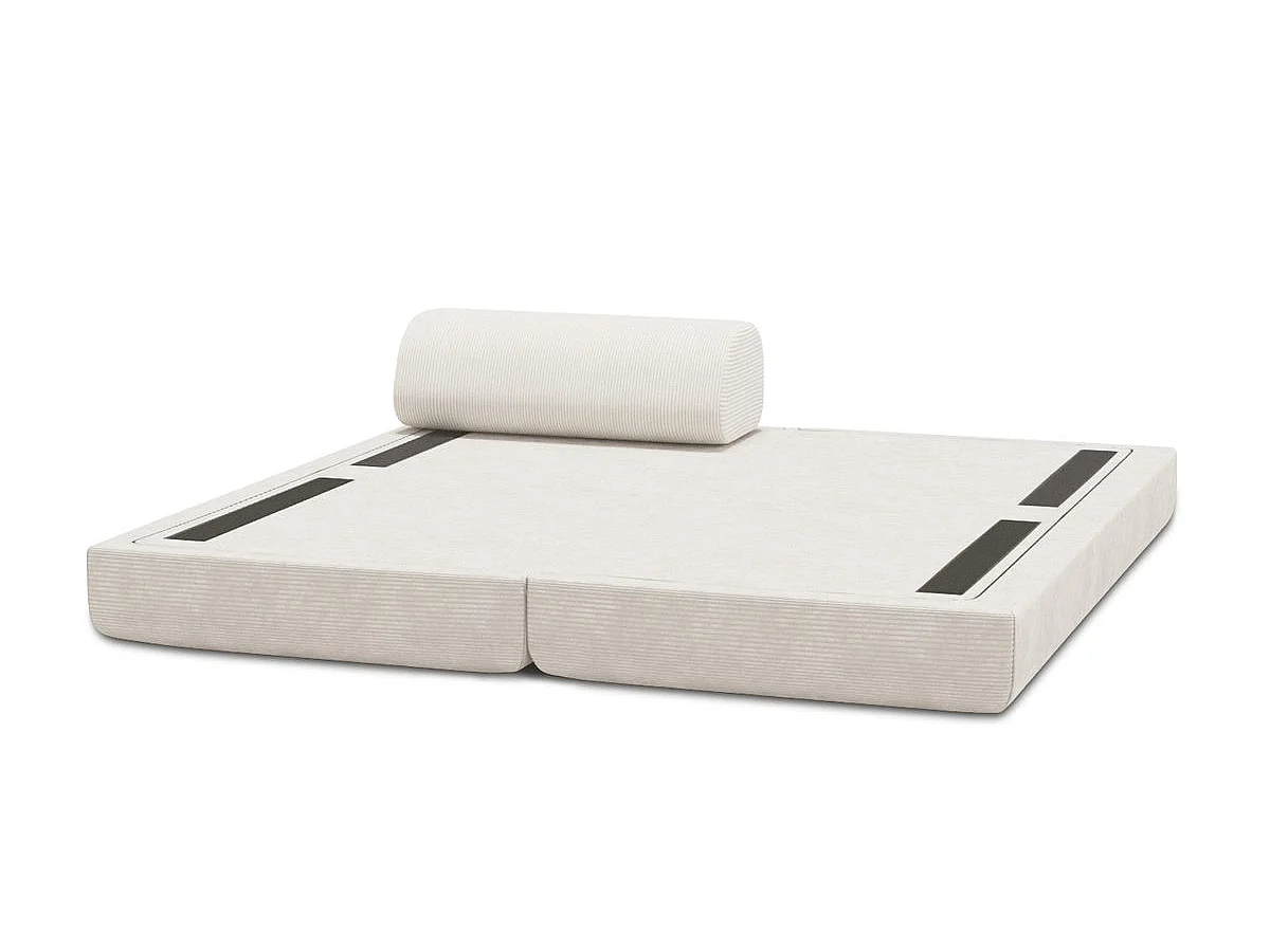 Méridienne modulable et convertible - Velours côtelé - Blanc