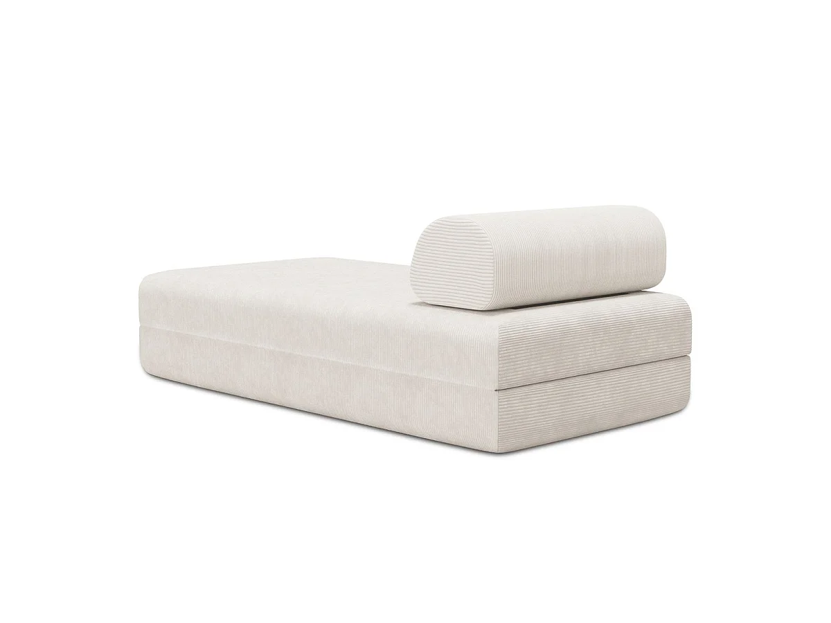 Méridienne modulable et convertible - Velours côtelé - Blanc