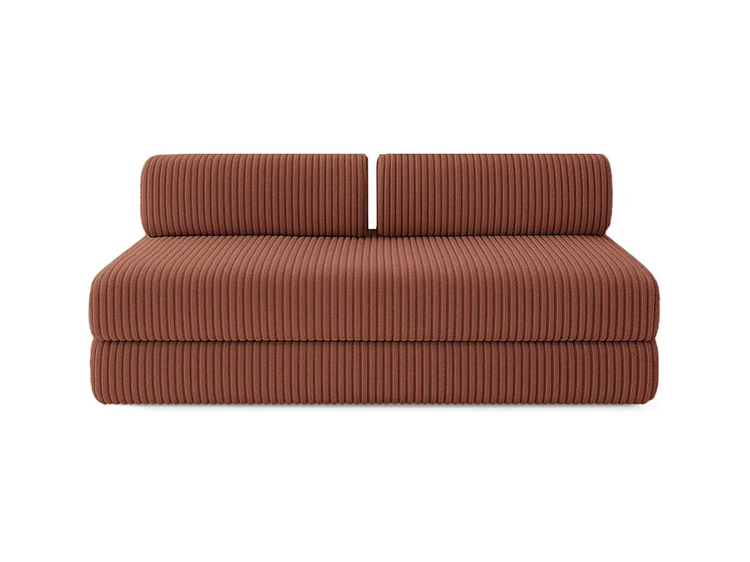 Canapé droit modulable et convertible 3 places - Velours côtelé XL - Terracotta