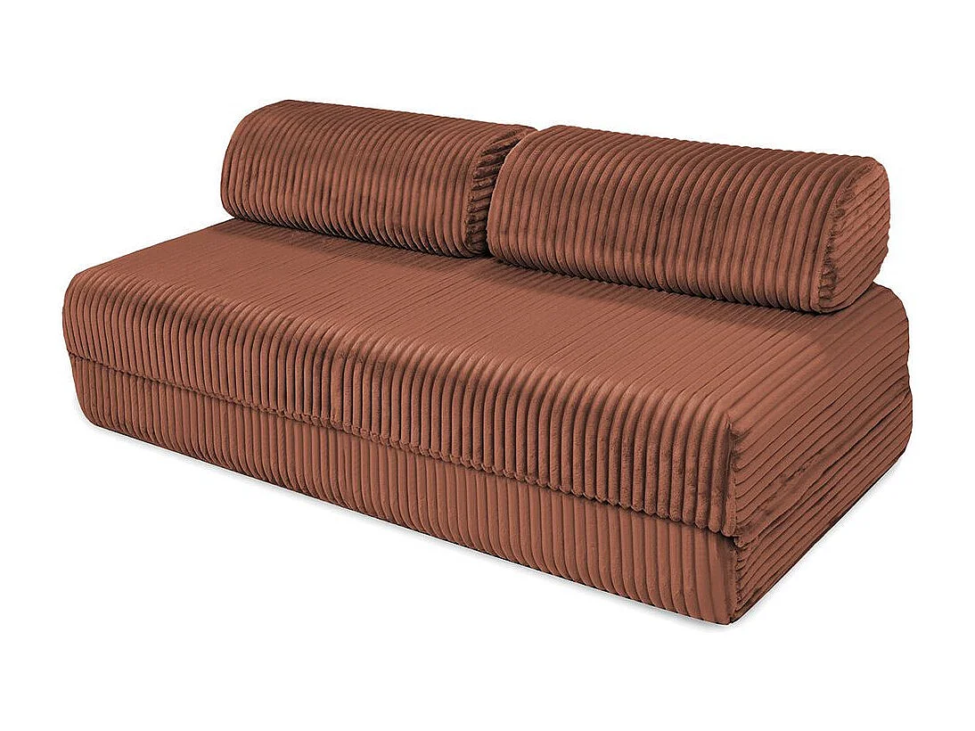 Canapé droit modulable et convertible 3 places - Velours côtelé XL - Terracotta