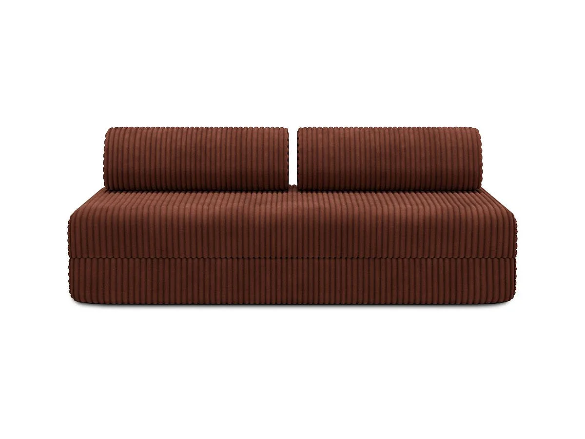 Canapé droit modulable et convertible 3 places - Velours côtelé XL - Terracotta