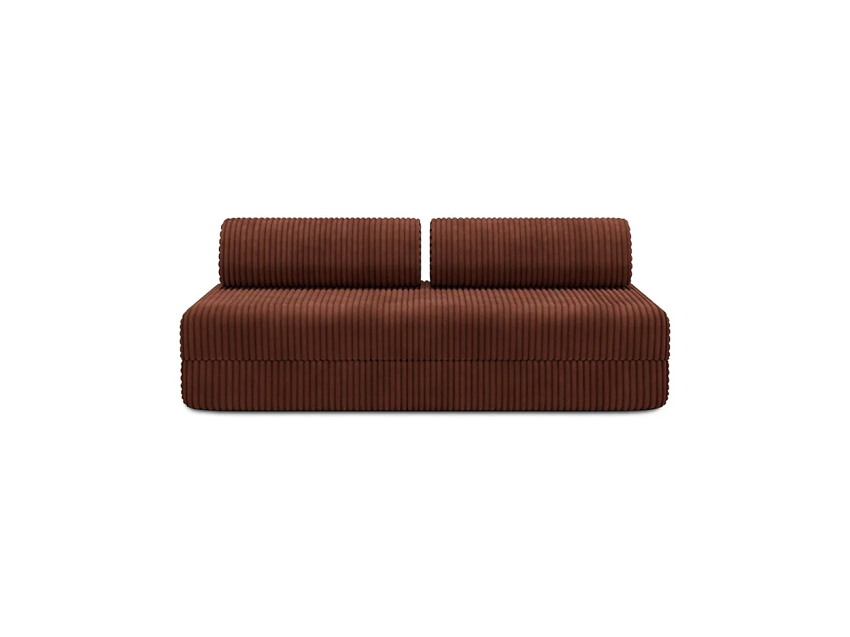 Canapé droit modulable et convertible 3 places - Velours côtelé XL - Terracotta