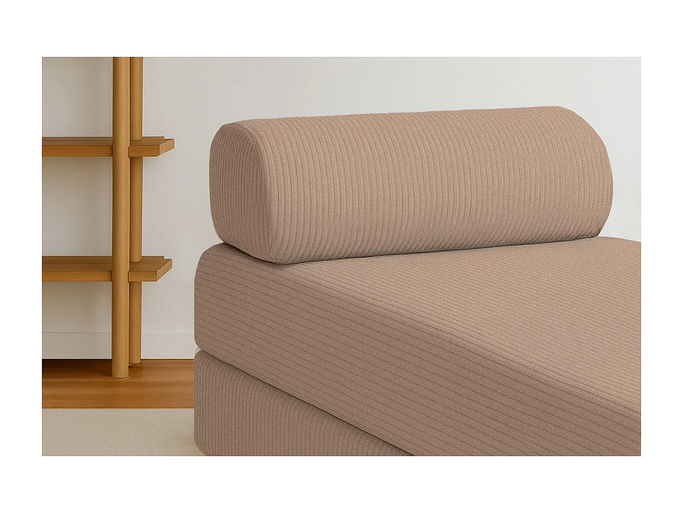 Méridienne modulable et convertible - Velours côtelé - Taupe