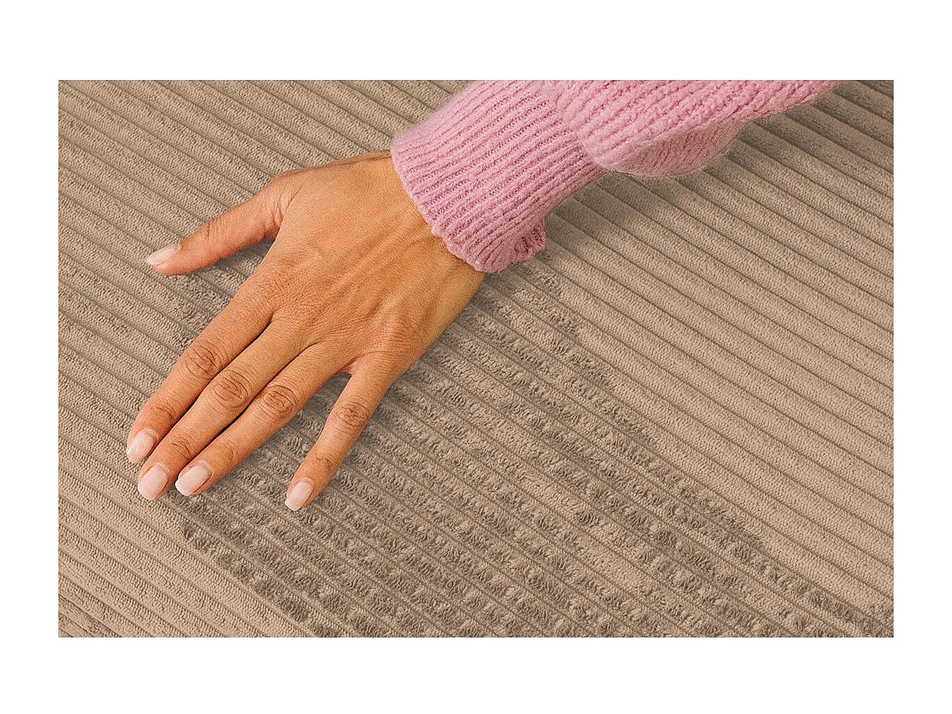 Méridienne modulable et convertible - Velours côtelé - Taupe