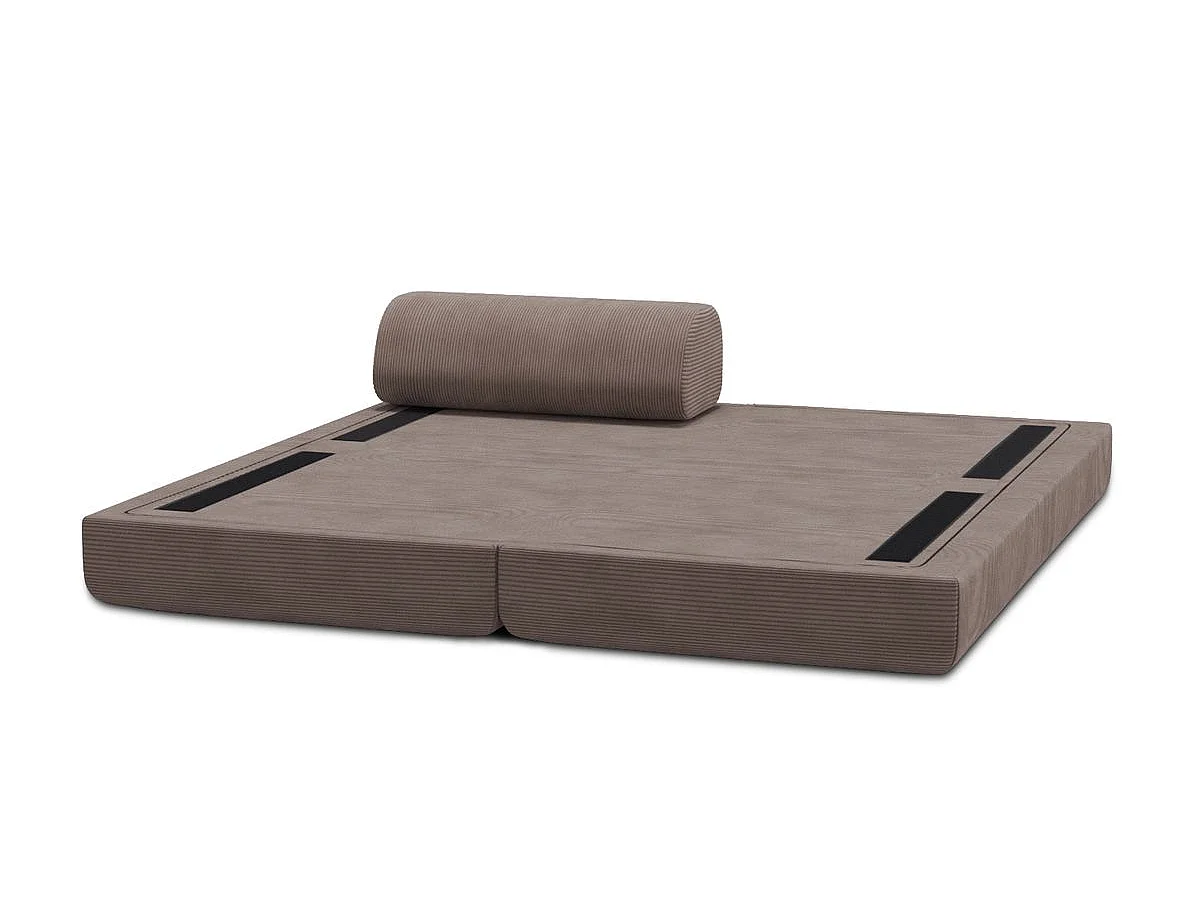 Méridienne modulable et convertible - Velours côtelé - Taupe