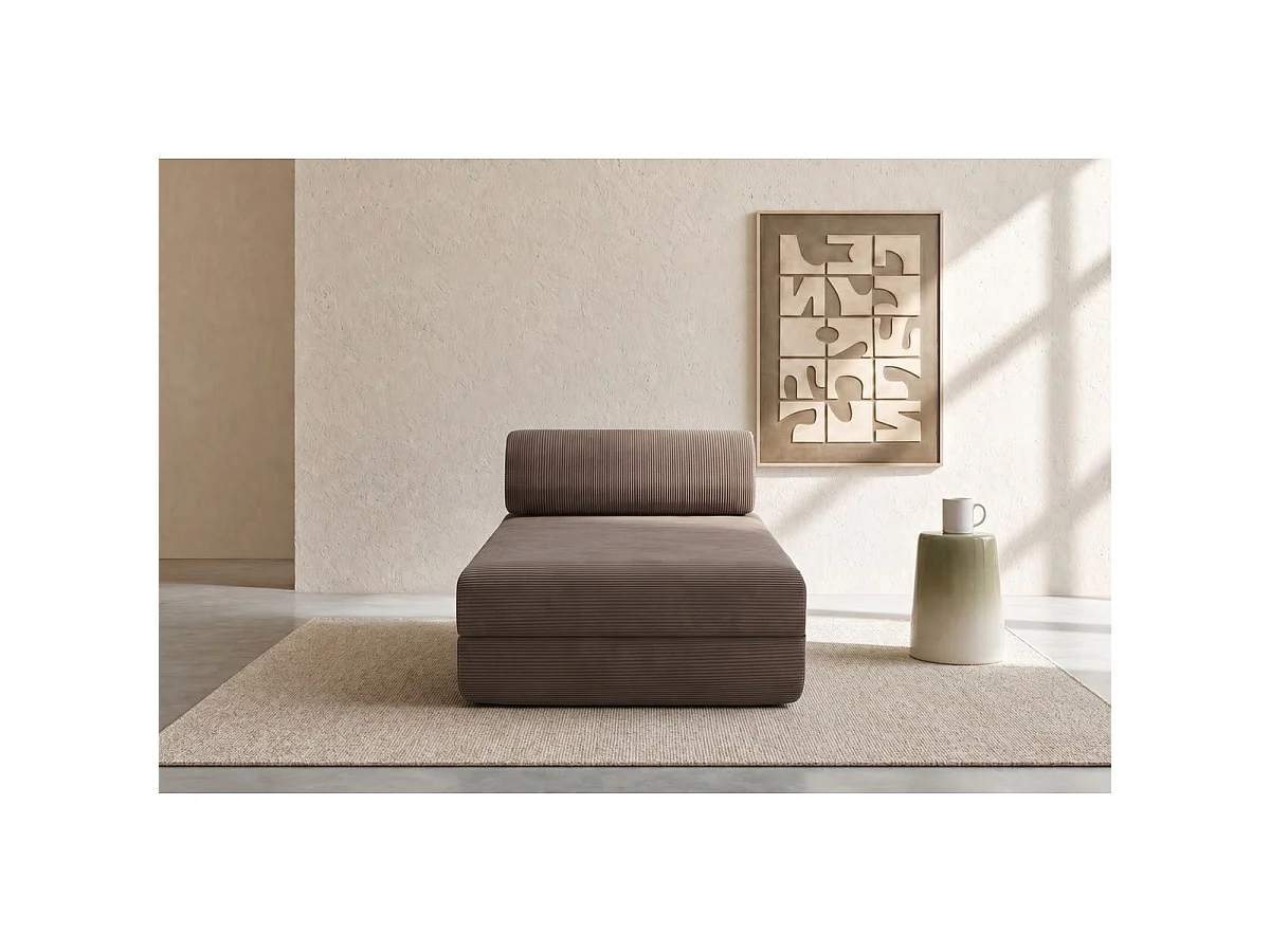 Chaise longue convertible en pana color topo.