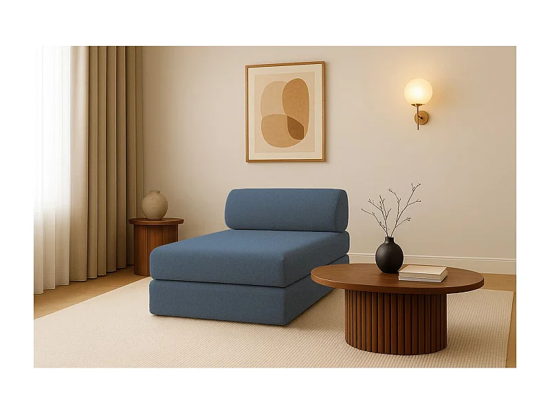 Méridienne modulable et convertible - Tissu lisse - Bleu