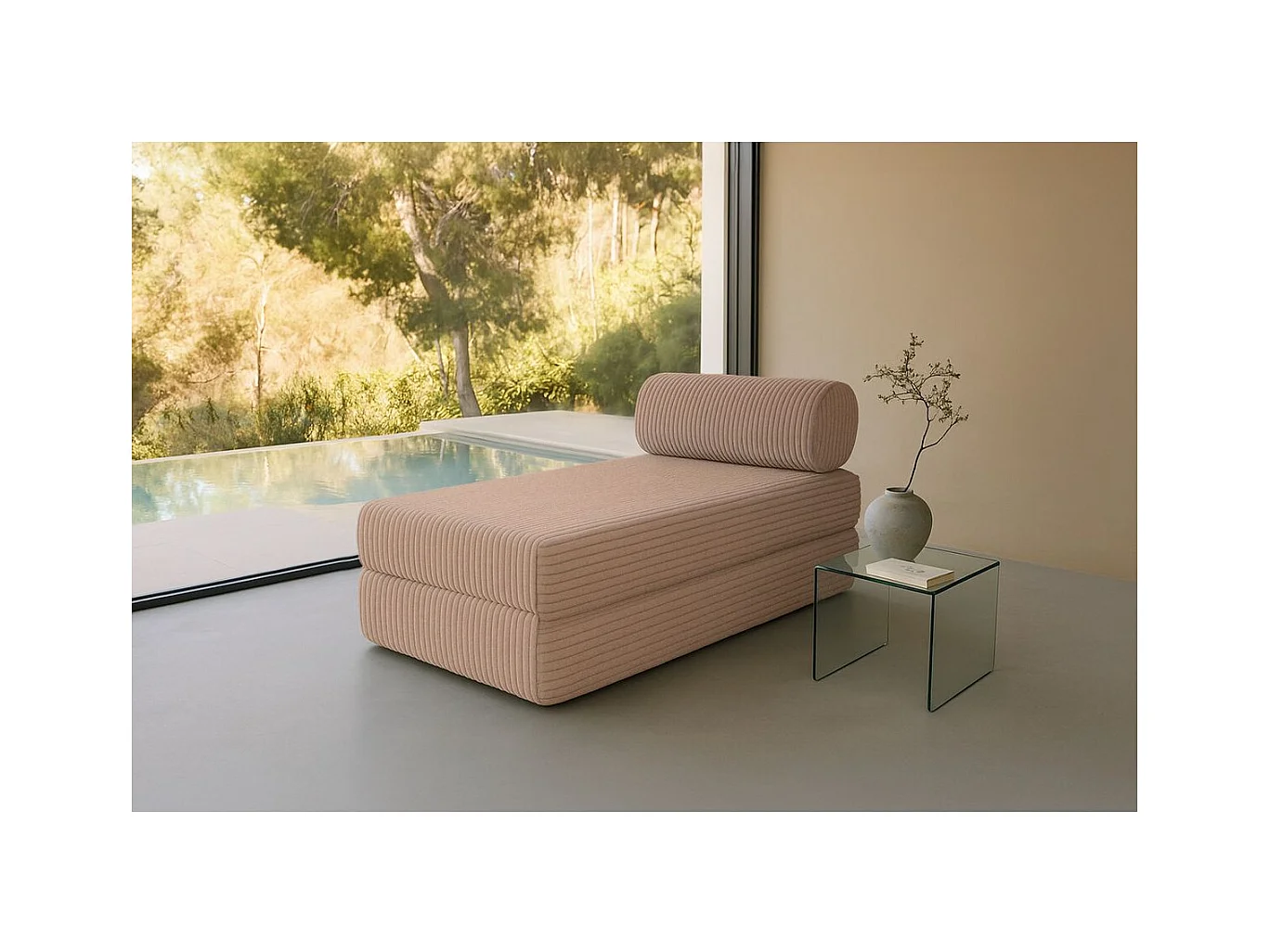 Méridienne modulable et convertible - Velours côtelé XL - Marron