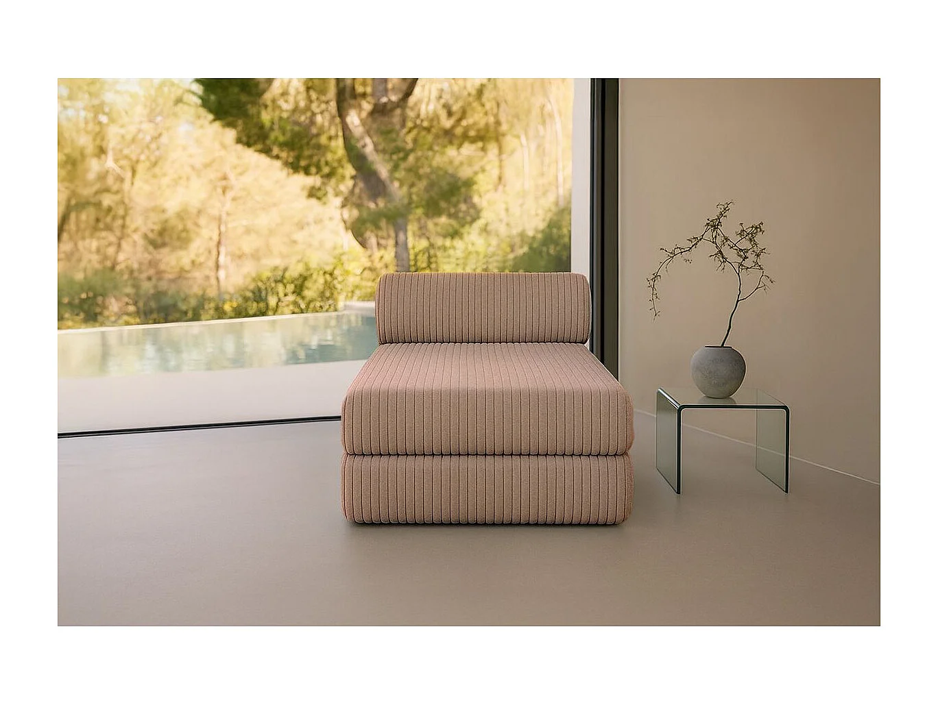 Méridienne modulable et convertible - Velours côtelé XL - Marron