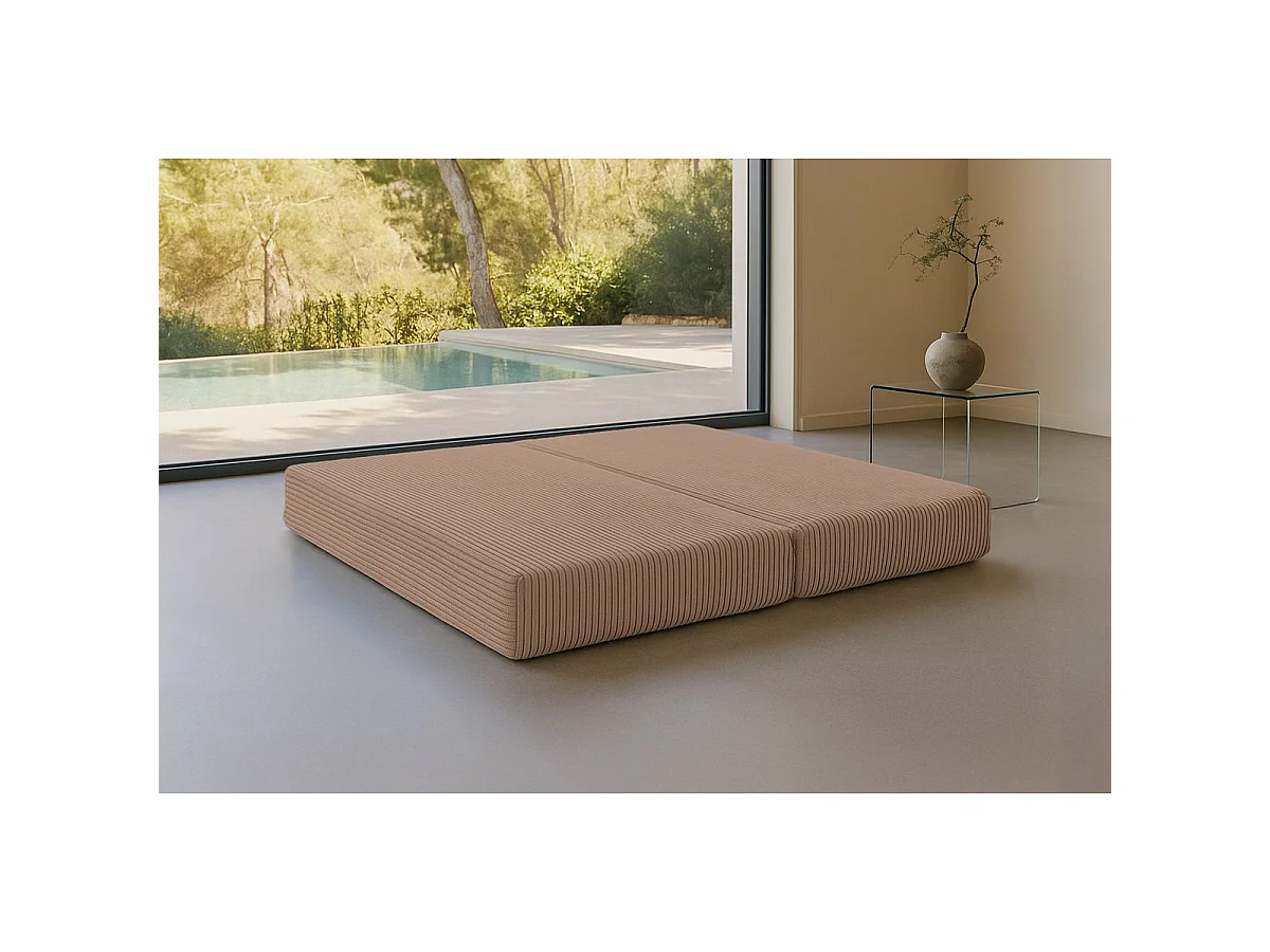 Méridienne modulable et convertible - Velours côtelé XL - Marron