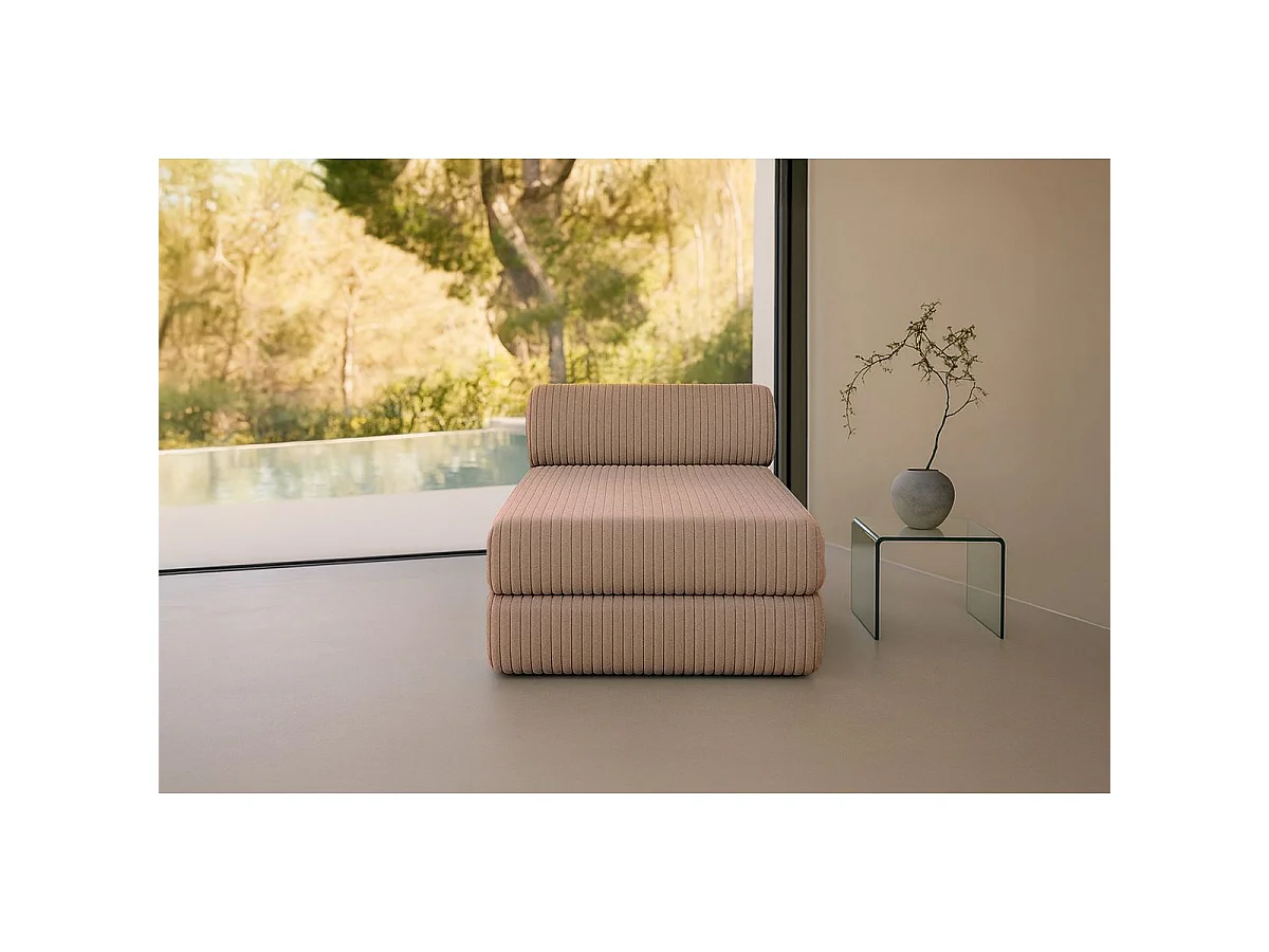 Méridienne modulable et convertible - Velours côtelé XL - Marron