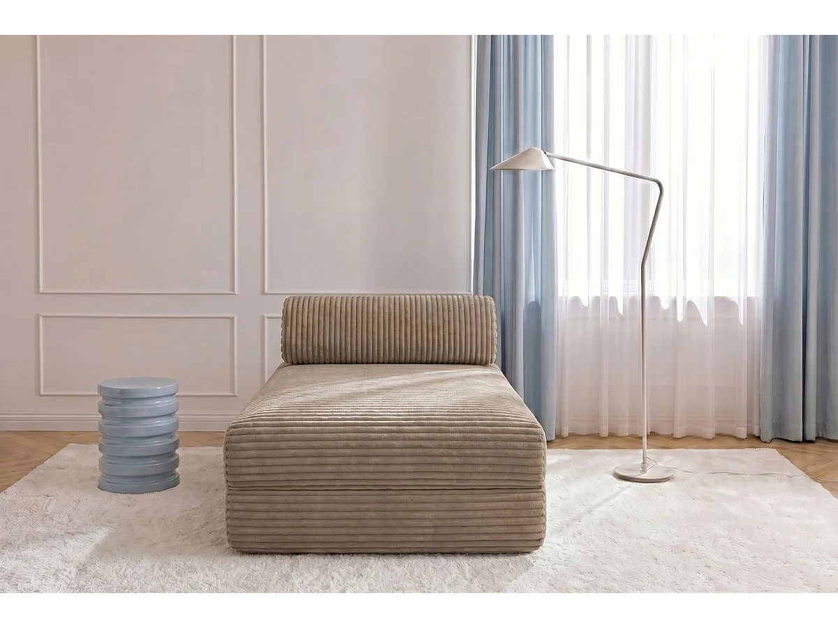 Méridienne modulable et convertible - Velours côtelé XL - Marron