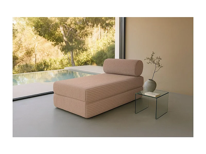 Méridienne modulable et convertible - Velours côtelé XL - Marron